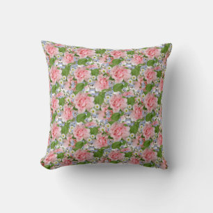 Schöne rosa und weiße Blumen Kissen