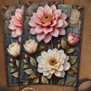 Schöne rosa und weiße Glas-Dekupierkunst Seidenpapier