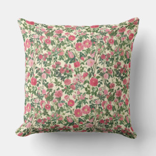 Schöne rosa Vintage-Blumen - Cottagecore-Blumen Kissen