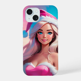 Schöne rosa Weihnachtsgirl 01 iPhone 15 Hülle