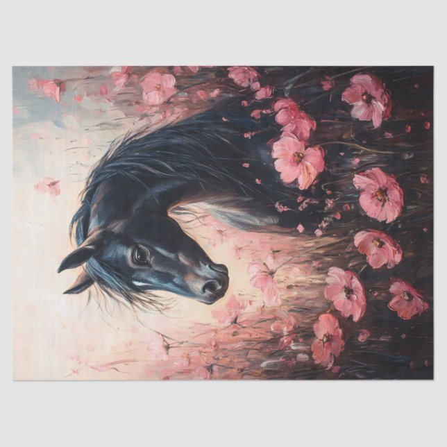 Schöne Rosa Wildblumen Dekoupage Seidenpapier (Vorderseite)