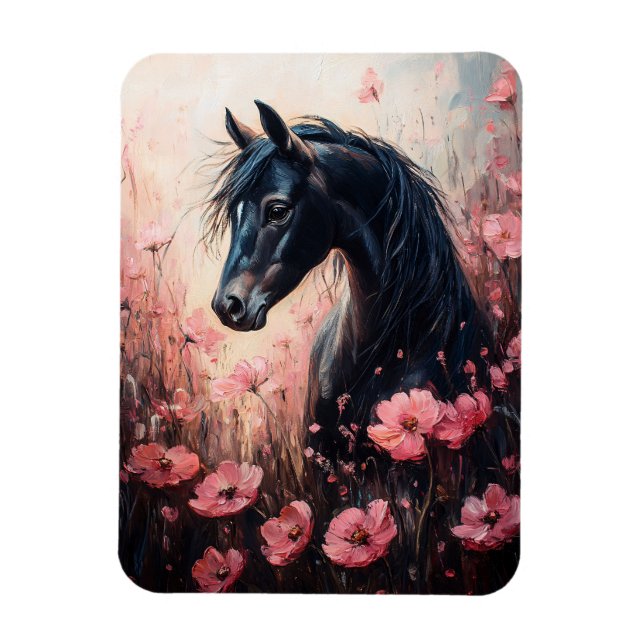 Schöne Rosa Wildblumen Magnet (Vertikal)