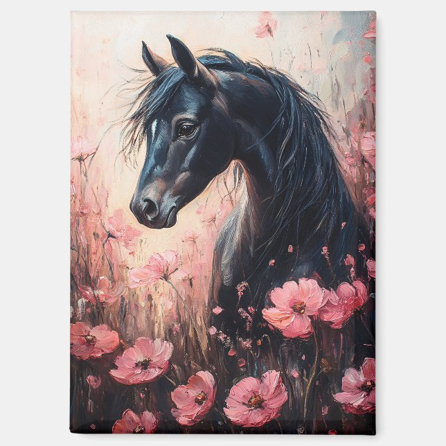 Schöne Rosa Wildblumen Magnet (Vorderseite)
