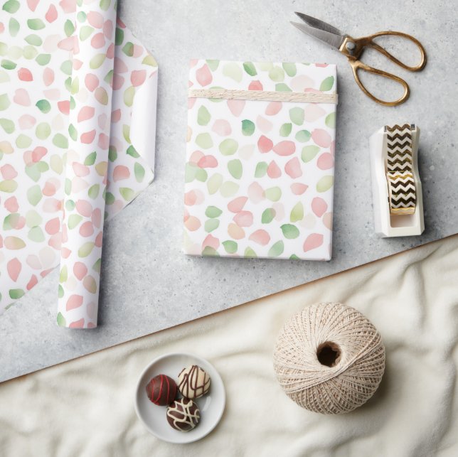 Schöne Rosafarben Mint-Blütenblätter Brautdusche Geschenkpapier (Kunsthandwerk)