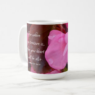 Schöne rosafarbene Blume Ihr Bibelverse Kaffeetasse