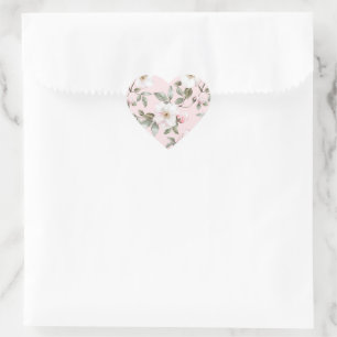 Schöne rosafarbene weiße Blumen Hochzeit Herz-Aufkleber