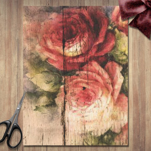 Schöne Rose aus rustikalem Holz Seidenpapier