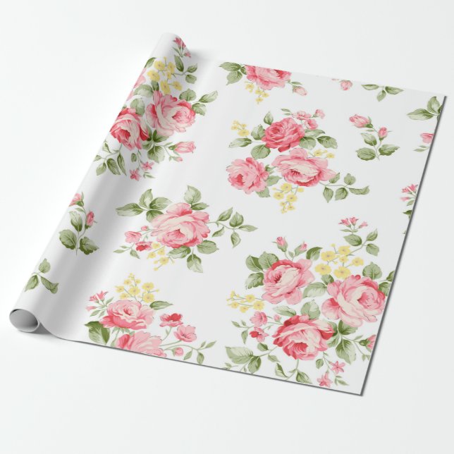 Schöne Rose Blume Muster, kleiner Blumenstrauß Geschenkpapier (Ungerollt)