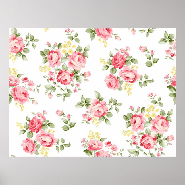 Schöne Rose Blume Muster, kleiner Blumenstrauß Poster (Vorne)