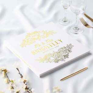Schöne Rose der Goldenen Foil Gästebuch