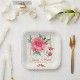 Schöne Rose Garden Budget Hochzeit Pappteller