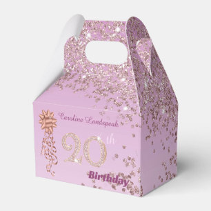 Schöne Rose Gold Glitterband 20. Geburtstag Geschenkschachtel