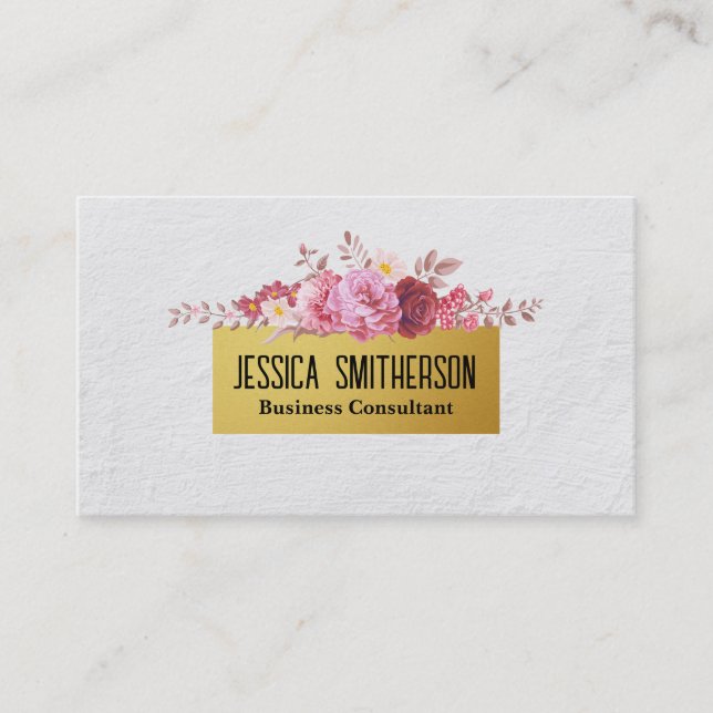 Schöne Rose | Gold Gradient | Weiße Textur Visitenkarte (Vorderseite)