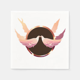 Schöne Rose Gold Liebe Tauben Serviette