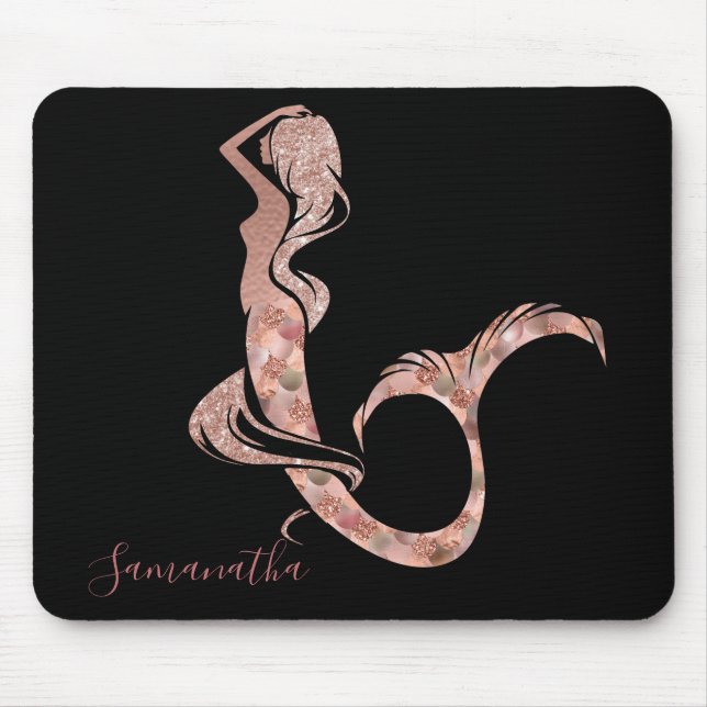 Schöne Rose Gold Meerjungfrau Glitzer Scales Mousepad (Vorne)