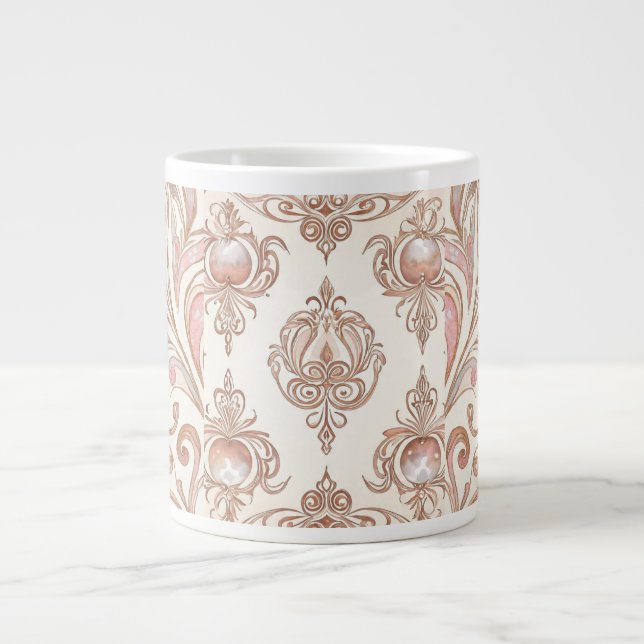 Schöne Rose Gold Mozaik Vintag Jumbo-Tasse (Vorderseite)