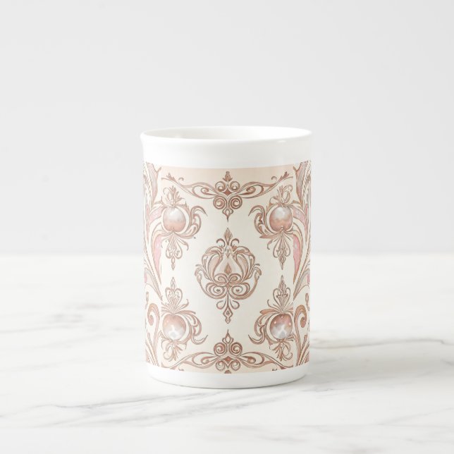 Schöne Rose Gold Mozaik Vintag Prozellantasse (Vorderseite)