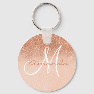 Schöne Rose Gold Ombre Monogramm personalisiert Schlüsselanhänger