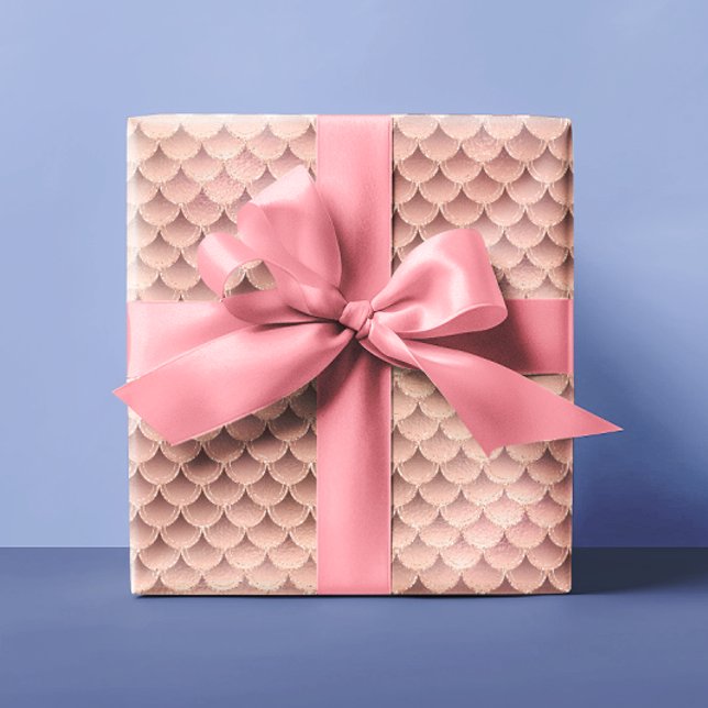 Schöne Rose Gold Pink Glitzer Meerjungfrau Skala Geschenkpapier (Von Creator hochgeladen)