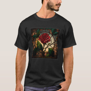 Schöne Rose Illustration Bleiglas Realist T-Shirt