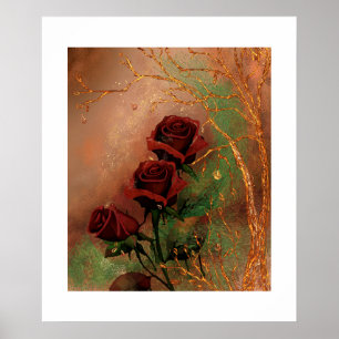 Schöne Rose im Herbst Poster