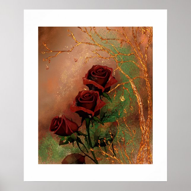Schöne Rose im Herbst Poster (Vorne)