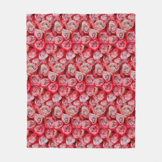Schöne Rose in rosa und roter Blume Fleecedecke (Vorderseite)