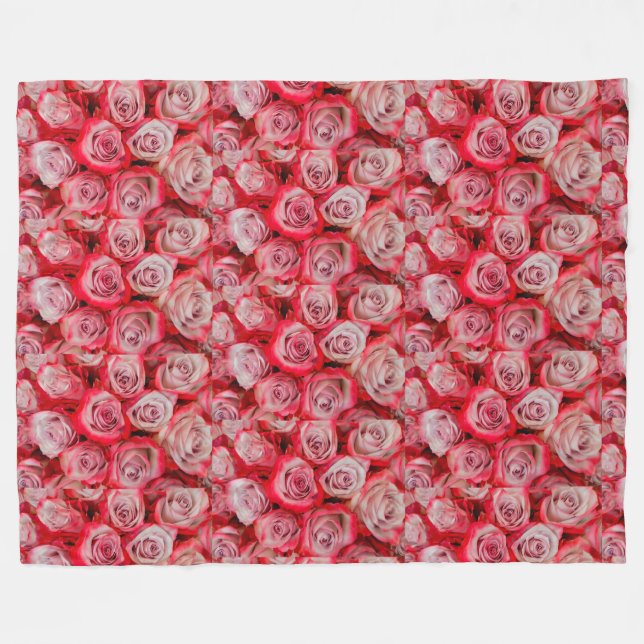 Schöne Rose in rosa und roter Blume Fleecedecke (Vorderseite (Horizontal))