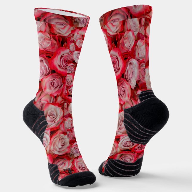 Schöne Rose in rosa und roter Blume Socken (Gewinkelt)