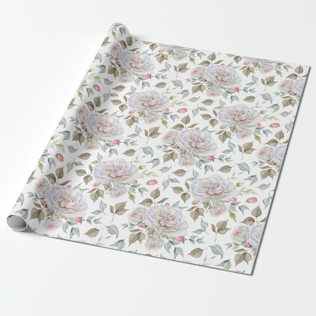 Schöne Rose in Weiß und Rosa Geschenkpapier (Ungerollt)