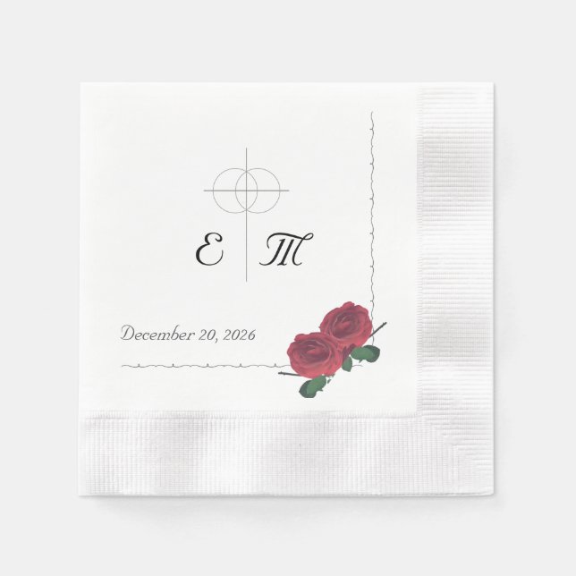 Schöne Rose Katholische Hochzeit Serviette (Vorderseite)