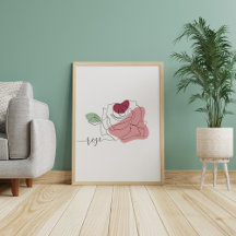 Schöne Rose Minimalistische Linie Art