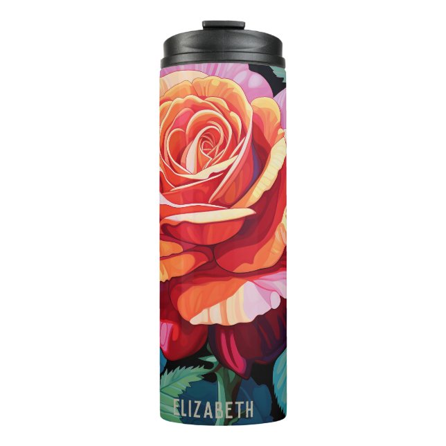 Schöne Rose Moderne Tag Custom Tumbler Thermosbecher (Vorderseite)