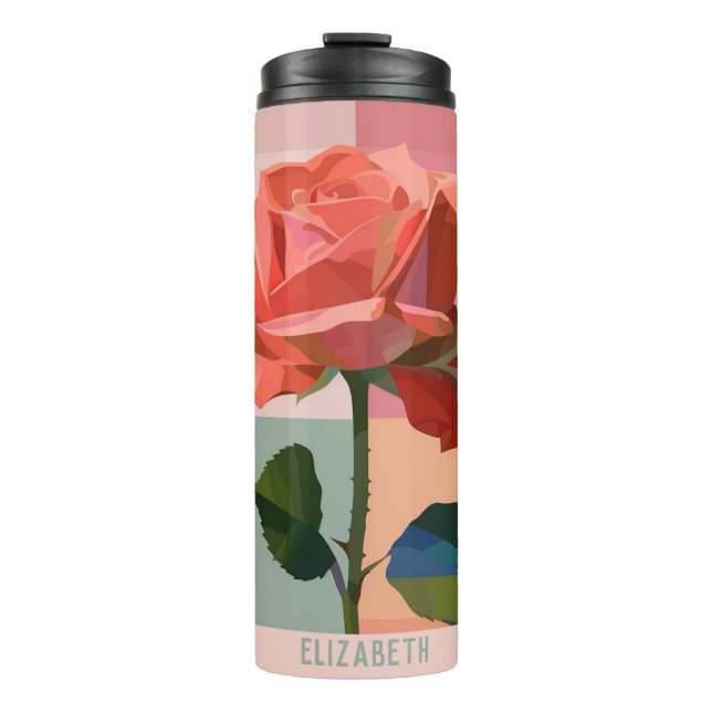 Schöne Rose Mütter Tag Geschenk Retro Thermosbecher (Vorderseite)