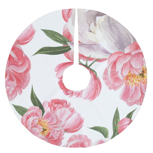 Schöne Rose Polyester Weihnachtsbaumdecke (Vorderseite)