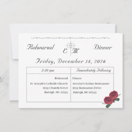 Schöne Rose Probe Abendessen Einladung