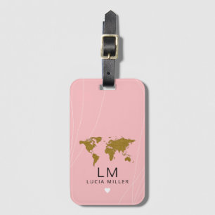 schöne ROSE rosa Gepäckmarke mit ihrem Namen Gepäckanhänger