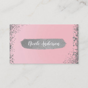 Schöne Rosé Silber Glitter Glam Moderner Chic Visitenkarte