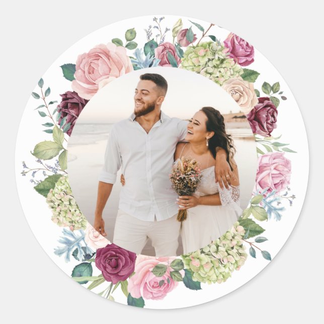 Schöne Rose Spray Wedding Foto Sticker (Vorderseite)