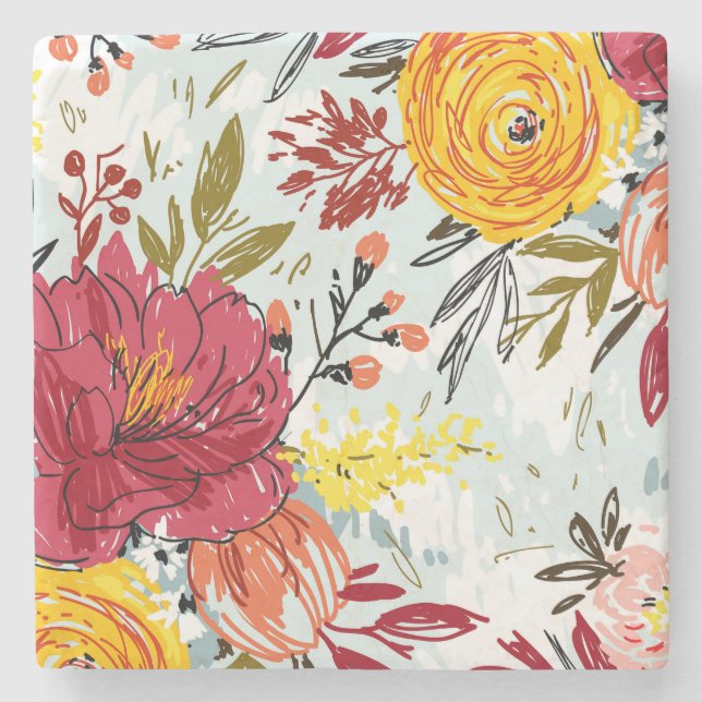 Schöne Rose Steinuntersetzer (Vorderseite)