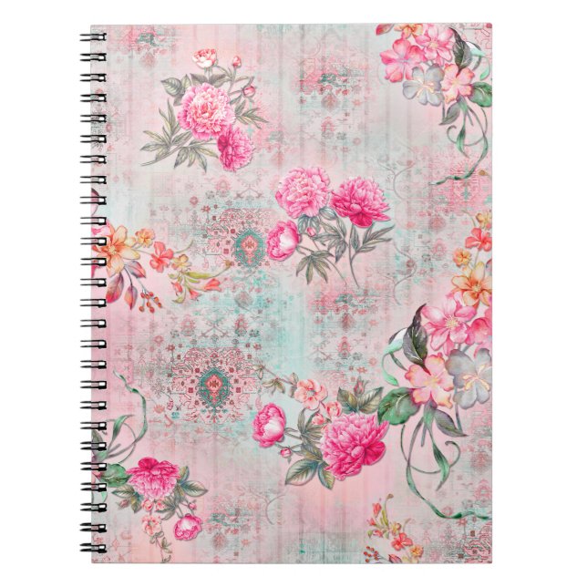 Schöne Rose über Vintage Papiertextur Notizblock (Vorderseite)