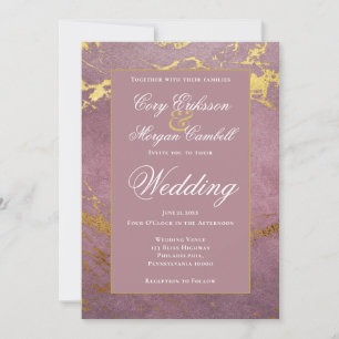 Schöne Rose und goldene Marmorhochzeit Ankündigung