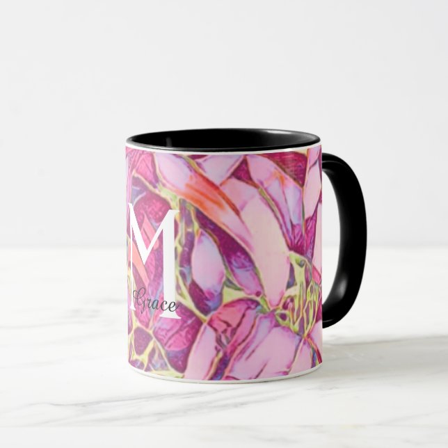 Schöne Rose und rosa Blume Tasse (VorderseiteRechts)