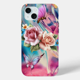 Schöne Rose und Schmetterlinge Case-Mate iPhone Hülle