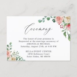 Schöne Rose Wasserfarbe Blumenzeremonie Begleitkarte