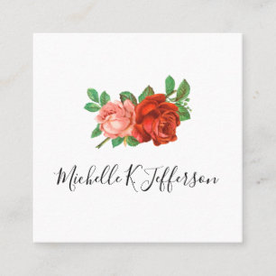 Schöne Rose Weißer Hintergrund Quadratische Visitenkarte