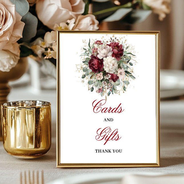 Schöne Roséfarbene Burgunderkarten und Geschenke-S Poster (Beautiful Blush Burgundy Cards and Gifts Sign)