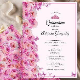 Schöne Rosen 15. Geburtstag Rosa Quinceanera Einladung