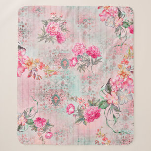 Schöne Rosen auf Vintage-Papiertextur illustrieren Sherpadecke