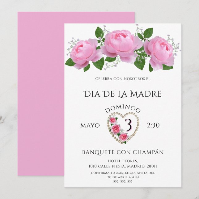 Schöne Rosen für den Muttertag Einladung (Vorne/Hinten)